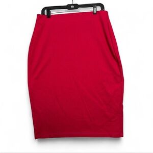 Red Bodycon Pencil Skirt Cato Medium Stretchy Chic Christmas Valentines Color